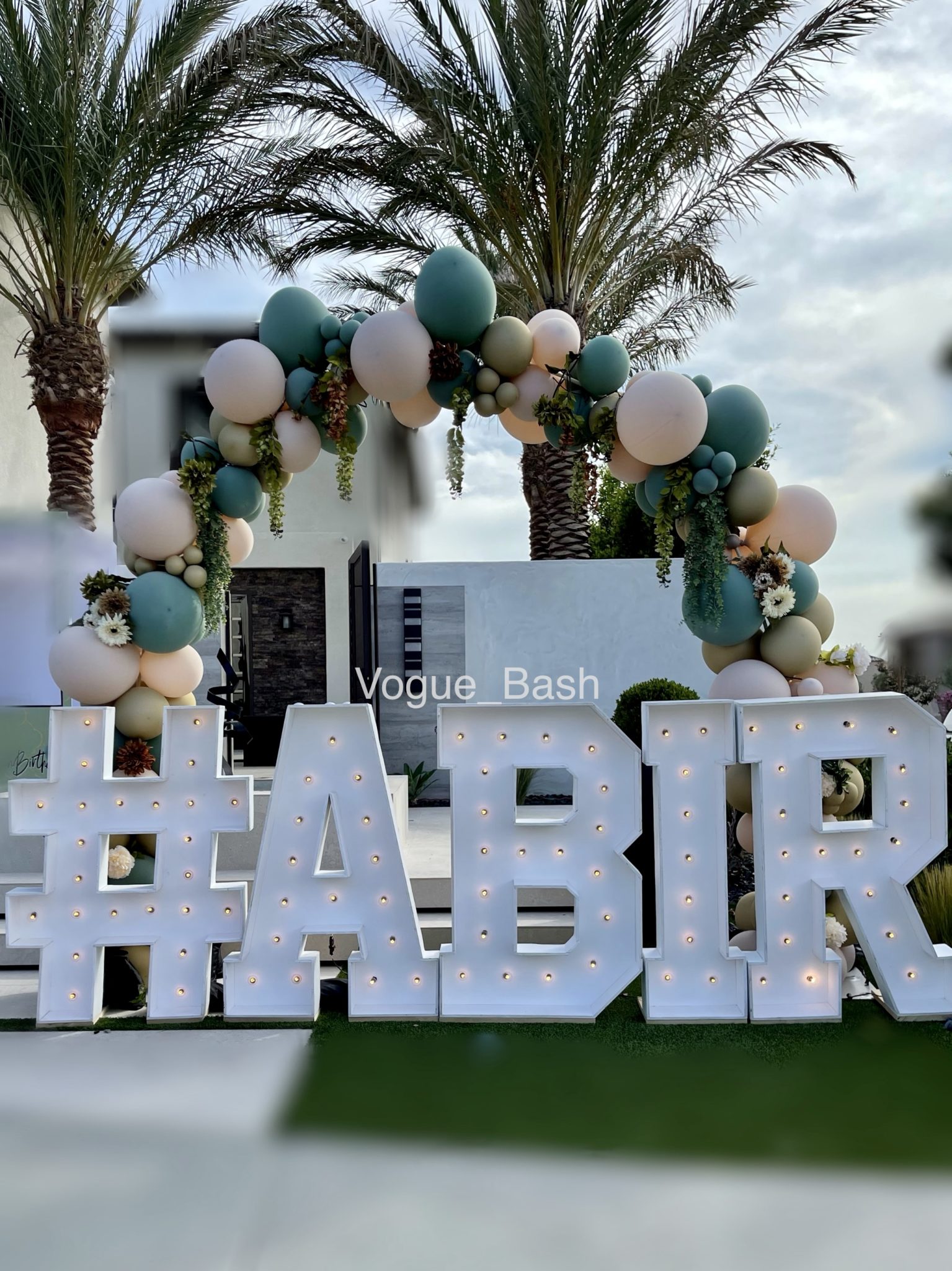 Marquee Letters and Balloon Arch | Vogue Bash